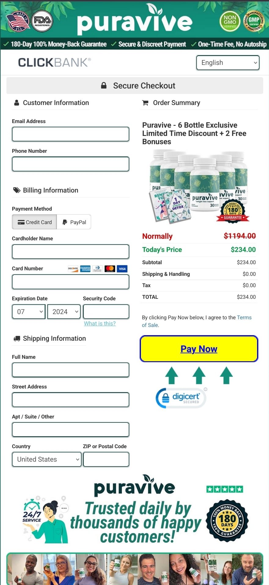 Puravive Checkout Page